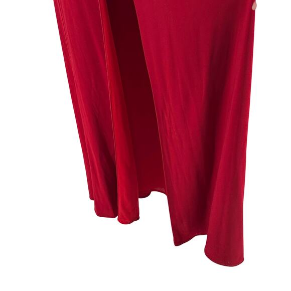 La Femme Prom Dress 6 Red Sleeveless Formal Gown Front Slit Side Zip Open Back - Picture 4 of 14